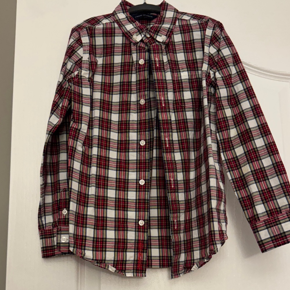 Janie and Jack Red Plaid Button Down Shirt